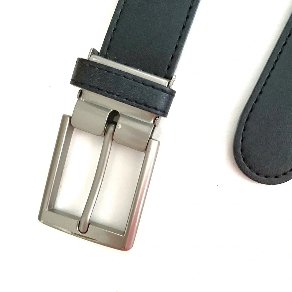 Oobè Black Genuine Leather Belt With Silver Luxury Buckle M